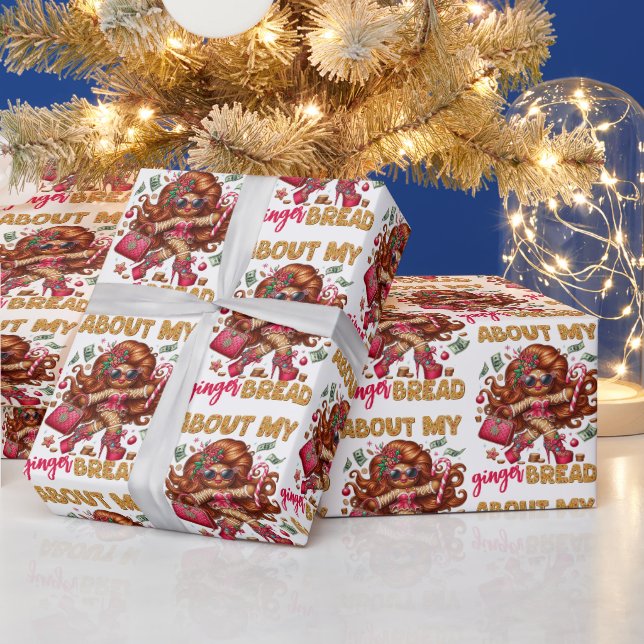 Papier Cadeau Fille en pain d'épices glamour Noël rose (Vacances)