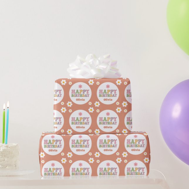 Papier Cadeau Fille Hippie de marguerites super (Cadeaux de fête)