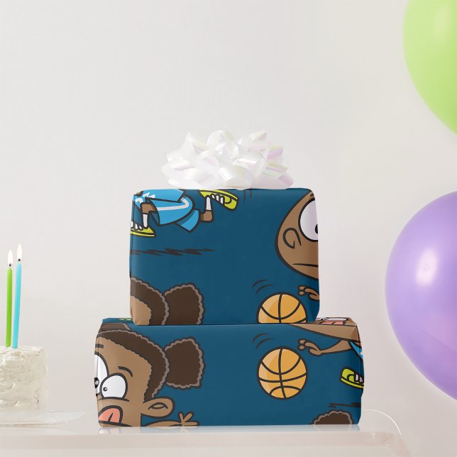 Papier Cadeau Fille Jouant Au Basket (Créateur téléchargé)