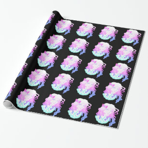 Papier Cadeau Fille mignonne déplaisante en pastel de Kawaii de