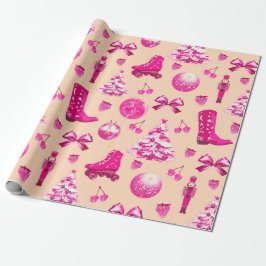 Papier Cadeau Fille mignonne Preppy Pink Noël