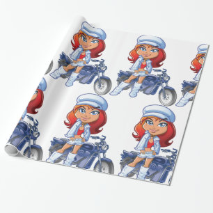 Papier Cadeau Fille motard