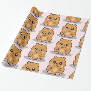Papier Cadeau Fille naine mignonne de bande dessinée de hamster