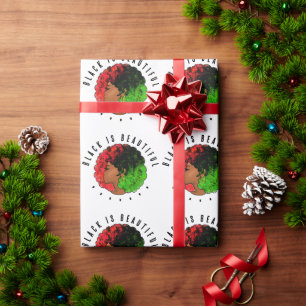 Papier Cadeau Fille noire panafricaine femme rouge vert fierté a