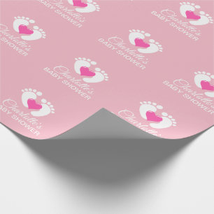 Papier Cadeau FILLE personnalisée de coeur de pieds de rose de