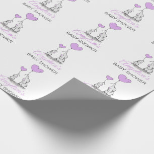 Papier Cadeau FILLE pourpre personnalisée d'éléphant de BABY