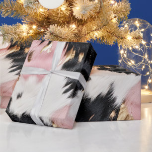 Papier Cadeau Fille Rose Black Gold Cowgirl Cowhide
