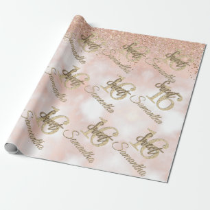 Papier Cadeau Fille rose douce 16 Anniversaire Rose Parties scin