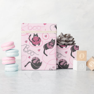 Papier Cadeau Fille rose Kitty Love Kittens et fils Tangle