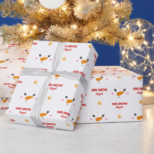 Papier Cadeau Fille Snowman Face Papier Enveloppant Noël