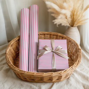 Papier Cadeau Filles Anniversaire d'été rayé rose