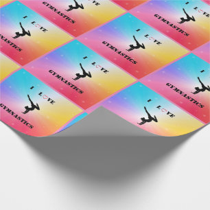 Papier Cadeau Filles Arc-en-ciel "I Love Gymnastique"