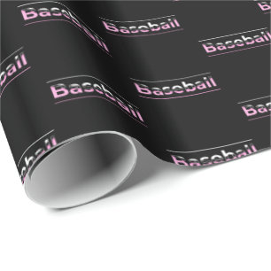 Papier Cadeau Filles Baseball - Typographie Géométrique Rose