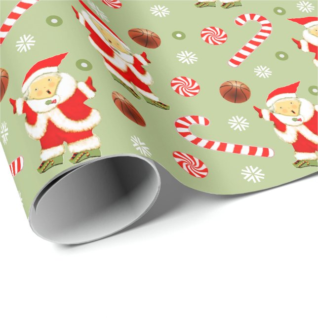 Papier Cadeau Filles Basketball cadeau de Noël (Coin rond)
