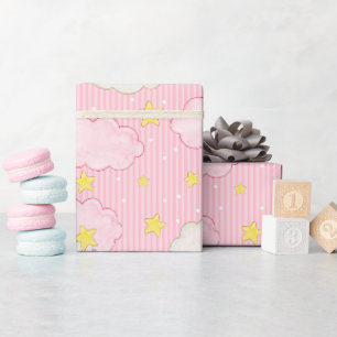 Papier Cadeau Filles Ciel Rose