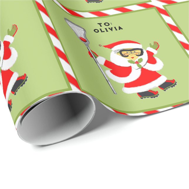 Papier Cadeau Filles crosse Cadeau de Noël (Coin rond)