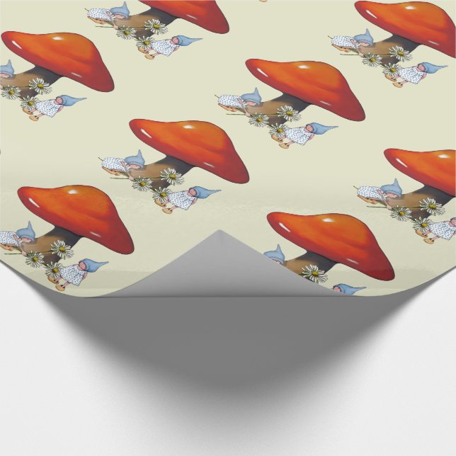 Papier Cadeau Filles de gnome, marguerites, champignon, art (Coin)