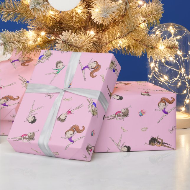 Papier Cadeau Filles Gymnastique Cupcakes Motif rose (Vacances)