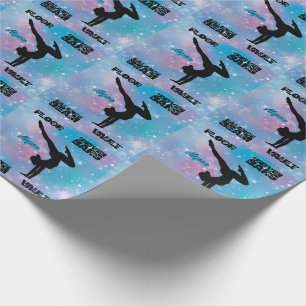 Papier Cadeau Filles Gymnastique Sol, Bars, Poutres, Vault Paste