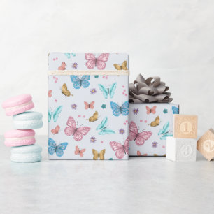 Papier Cadeau Filles mignonne Motif papillon rose Anniversaire d