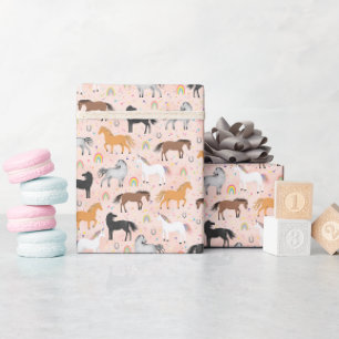 Papier Cadeau Filles Mignonnes Magiques Anniversaire Licorne Ros