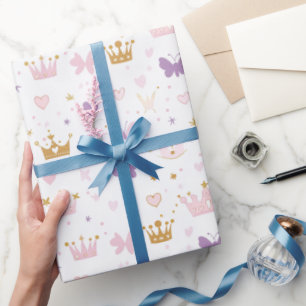Papier Cadeau Filles princesse couronne Anniversaire