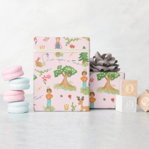 Papier Cadeau Filles Whimsical et fille rose princesse Anniversa