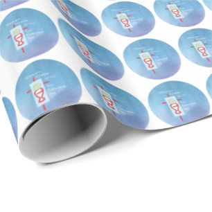 Papier Cadeau Filleul, Première Sainte Communion, Bleu