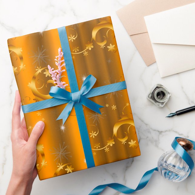 Papier Cadeau Fils et étoiles d'or Noël luxueux (Créateur téléchargé)