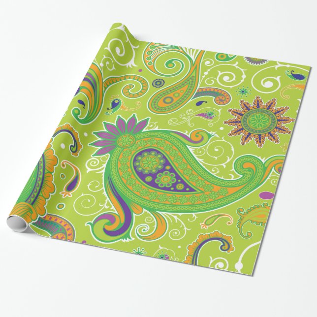 Papier Cadeau Fine Paisley Cool mignonne Girl Mode rétro (Déroulé)