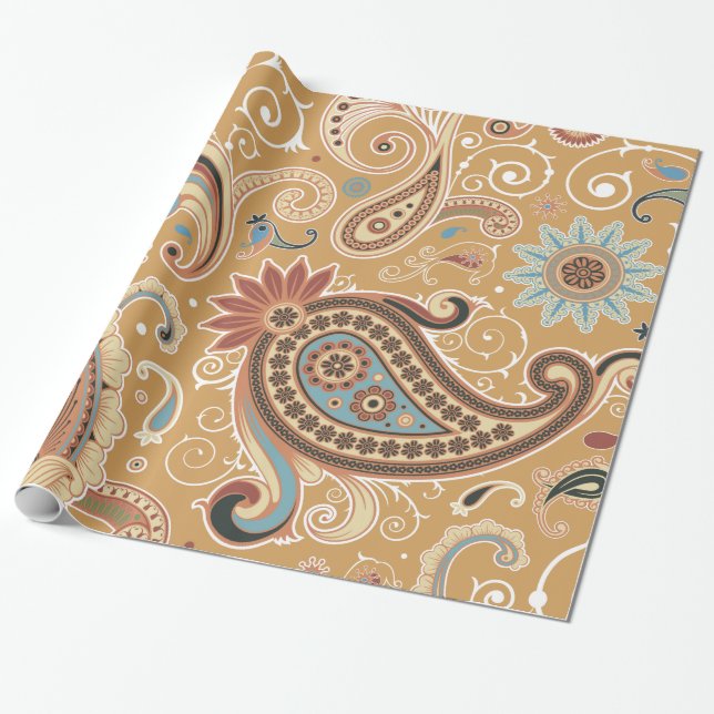 Papier Cadeau Fine Paisley Cool mignonne Girl Mode rétro (Déroulé)