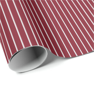 Papier Cadeau Fines rayures blanches sur fond rouge foncé