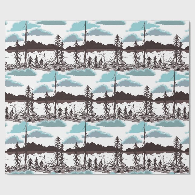 Papier Cadeau Finlande Automne Lac Daylight (Plat)
