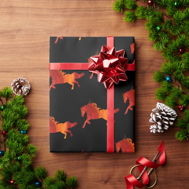 Papier Cadeau Fire Horse Art  (Cadeau de vacances)