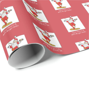 Papier Cadeau Fitness Exercice Noël avec Père Noël