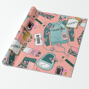 Papier Cadeau Fitness Féminin Motif Floral