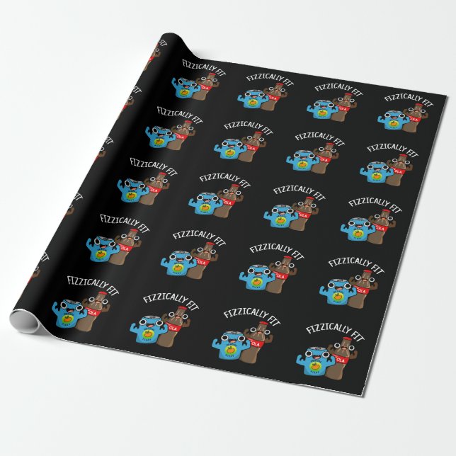 Papier Cadeau Fizzic Fit Funny Fizzy Cola Pun Dark BG (Déroulé)