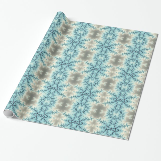 Papier Cadeau Flacon de neige bleu et gris motif abstrait (Déroulé)