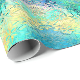 Papier Cadeau Flacons de neige en verre tendu coloré mignon