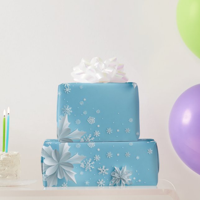 Papier Cadeau Flacons de neige - Papier d'enveloppement (Cadeaux de fête)