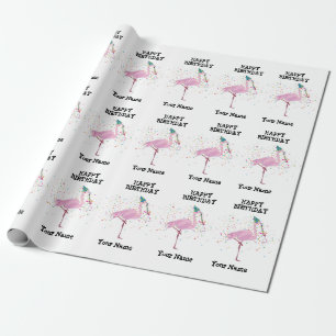 Papier Cadeau Flamant rose - Animaux à la fête d'anniversaire