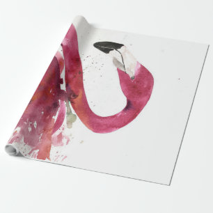 Papier Cadeau Flamant rose Aquarelle mignonne Flamant rose cad