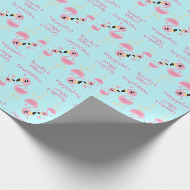 Papier Cadeau Flamant rose Baby shower mignon Tropical (Coin)