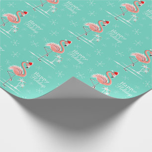 Papier Cadeau Flamant rose de Noël Joyeux jours fériés emballage