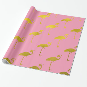 Papier Cadeau Flamant rose d'or Faux Métallurgie Flamant rose t