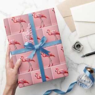 Papier Cadeau Flamant rose portant des talons rouges hauts