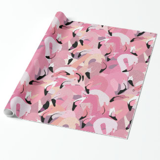 Papier Cadeau Flamants roses dans l'enveloppe de cadeau rose