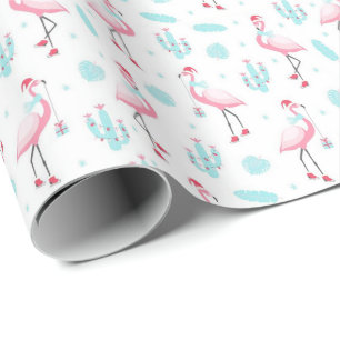 Papier Cadeau Flamants roses de Noël de Cactus papier d'envelopp