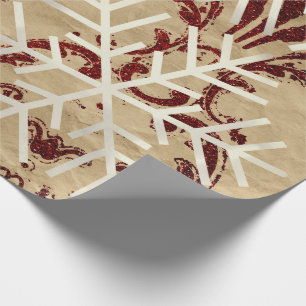 Papier Cadeau Flambeaux de Noël Joyeux Noël Kraft Rouge