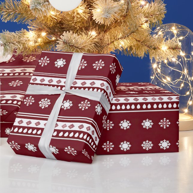 Papier Cadeau Flambeaux rouges et blancs Noël moderne (Vacances)